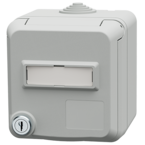 MENNEKES Cepex wall mounted receptacle with lock and labeling field, light grey 4862