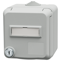 MENNEKES  Cepex wall mounted receptacle SCHUKO® with lock and labeling field, light grey 4576