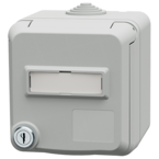 MENNEKES Cepex wall mounted receptacle SCHUKO® with lock and labeling field, light grey 4576