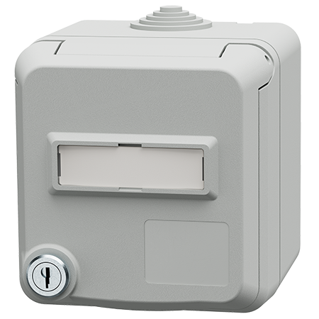 MENNEKES Cepex wall mounted receptacle with lock and labeling field, light grey 4870